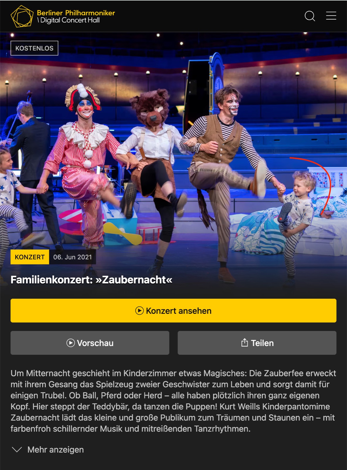Familienkonzert Zaubernacht — Berliner Philharmoniker, Digital Concert Hall, 6. Juni 2021